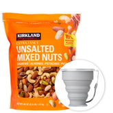 MORALZA Kirkland unsalted mixed nuts 40oz bundle for on-the-go snacking.