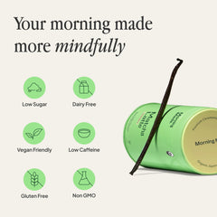 Close-up of Morning Made vanilla matcha powder with vanilla notes.
