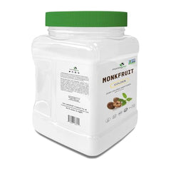 Dispensing spoon with Morning Pep monk fruit sweetener showing 1:1 sugar substitute