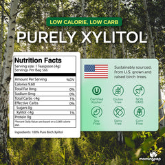 Morning Pep Pure Birch Xylitol coffee mug demonstrates keto-friendly sweetness without calories