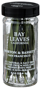 Morton & Bassett California Bay Leaves in a jar for flavorful broths and roasts.