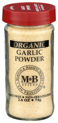 Morton and Bassett Organic Garlic Powder bottle delivers pure garlic flavor for quick meals