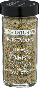 Morton and Bassett Rosemary bottle highlights organic flavor for roasted dishes.