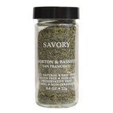 Morton & Bassett Savory Spice in a glass bottle highlighting fresh herb aroma.