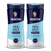 Morton coarse sea salt front-pack showing two-pack convenience for everyday seasoning