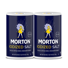 Morton iodized salt all-purpose 26oz 2-pack for everyday cooking and seasoning.