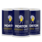 Morton iodized salt all-purpose bottle for versatile cooking and baking use.