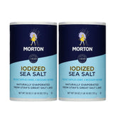Morton iodized sea salt round 26oz canister adds crystal-rich seasoning for cooking