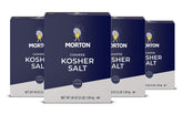 Morton Kosher Salt coarse 48oz pack image highlighting four-pack value for cooking