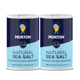 Morton Natural Sea Salt Round jar front view for versatile seasoning