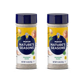 Morton Nature's Seasons seasoning blend jar close-up for savory chicken dishes.