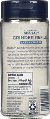 Morton reusable glass bottle of all-natural sea salt crystals for sustainable seasoning.