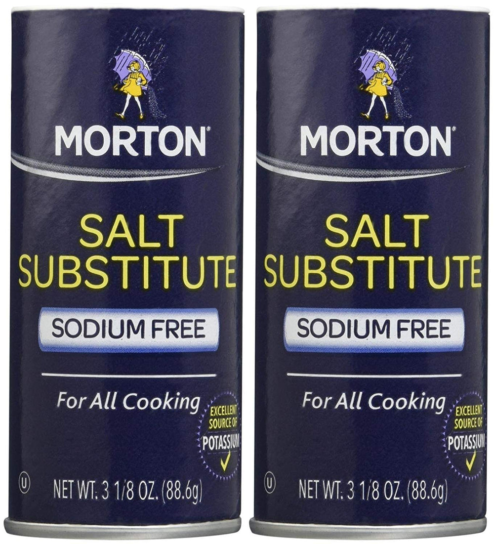 Morton Salt Substitute 2-pack front label for sodium-restricted cooking and table seasoning