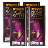 Moser Roth 85% dark chocolate pack of four bars for daily indulgence.