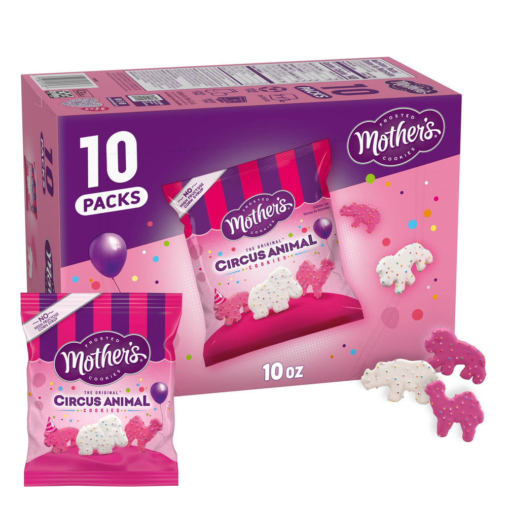 Mother's Circus Animal Cookies elephants with rainbow sprinkles, ideal lunchbox treat