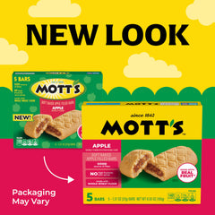 Cross-section shows apple puree filling inside a Mott's bar.