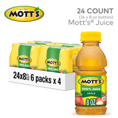 Pouring Mott's Apple Juice into a glass for a crisp drink