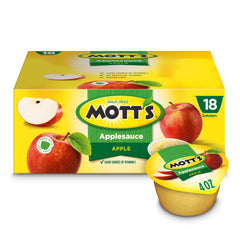 Mott's applesauce 4oz clear cups ready for lunchboxes and on-the-go fruit snacking.