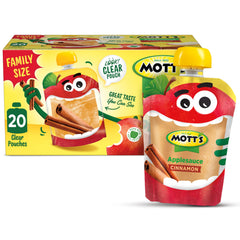 Mott's Cinnamon Applesauce pouch clear for mess-free on-the-go snacking
