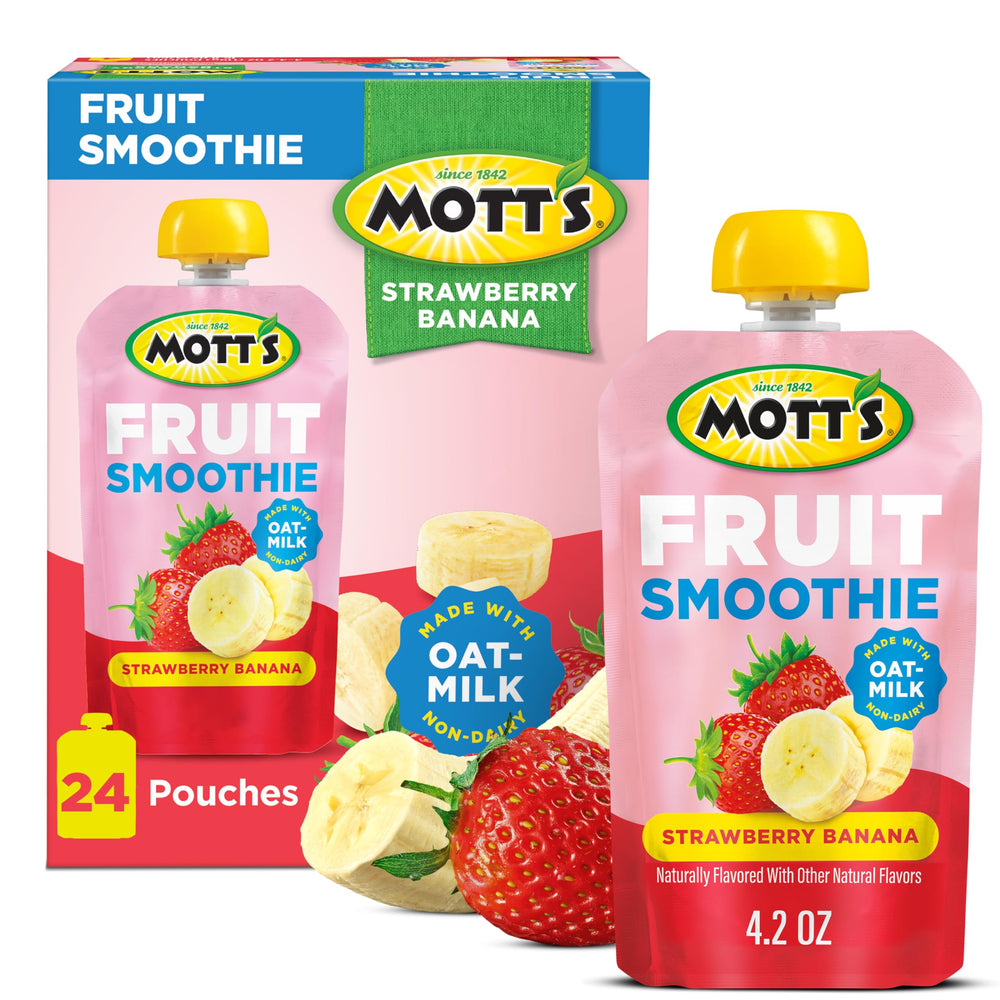 Mott's Fruit Smoothies strawberry-banana pouch ready-to-go for busy mornings