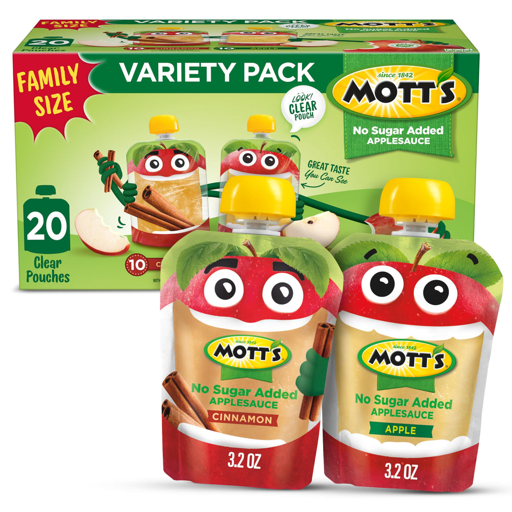Mott's No Sugar Added Cinnamon Applesauce pouch for on-the-go snacking