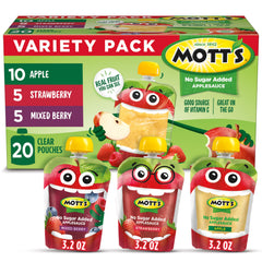 Motts No Sugar Added Applesauce Apple Pouch with real fruit flavor, perfect for quick snacks.