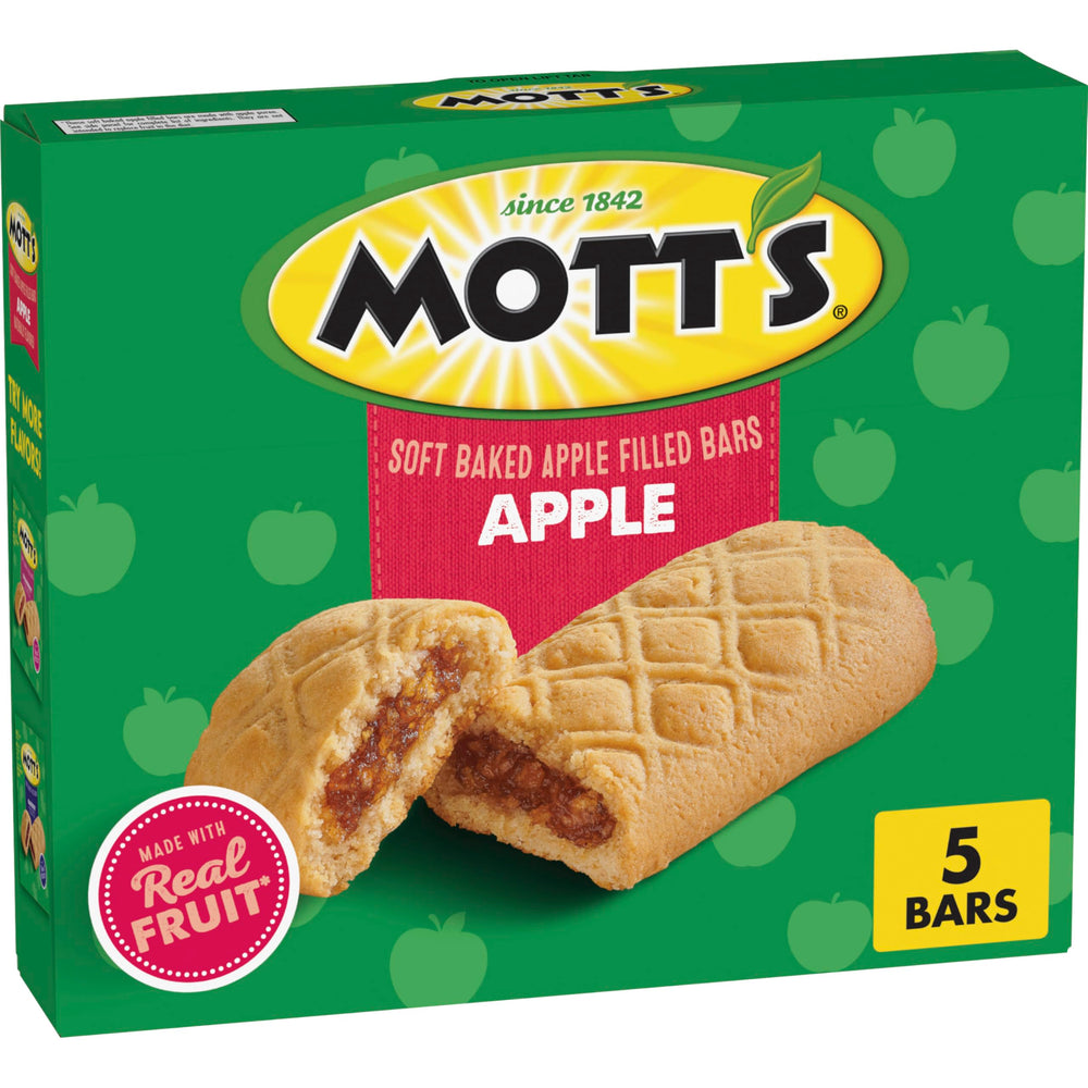 Mott's Soft Baked Apple Bar packaging for on-the-go snacking.
