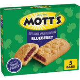 Mott's Soft Baked Apple Filled Bars blueberry box highlighting convenient family snack.