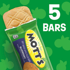 Packaging of Mott's Soft Baked Apple Filled Bars blueberry emphasizes real fruit quality.