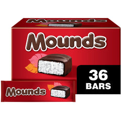 MOUNDS dark chocolate coconut bars in a bulk box, perfect for sharing.