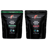 Mount Hagen instant coffee bag front with resealable pouch for easy storage.