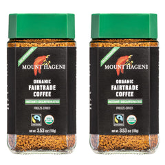Mount Hagen decaf jar front label with organic fair trade branding.