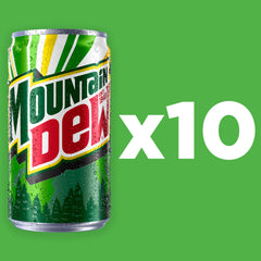 Cold Mountain Dew can on table, perfect for meals and breaks.
