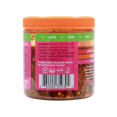 MR BING Chili Crisp jar side showing the label for quick kitchen prep.