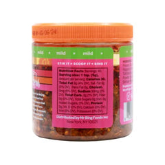 MR BING Chili Crisp label close-up highlights ingredients and USA-made quality.