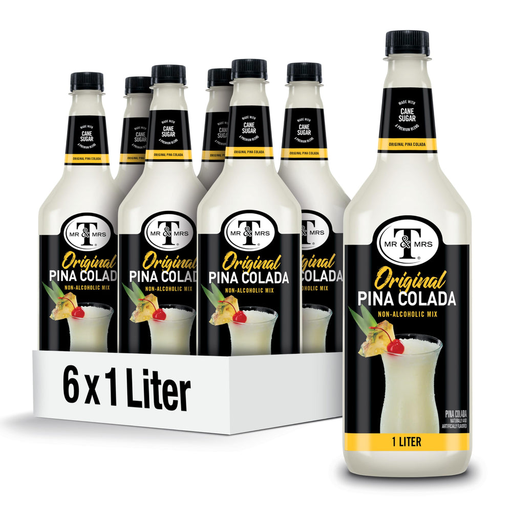 Mr & Mrs T Piña Colada Mix bottle for quick, ready to mix tropical drinks.