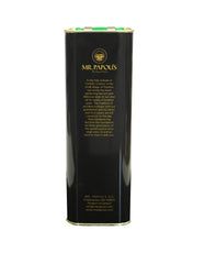 Mr. Papou's EVOO label highlights Greek origin and quality.