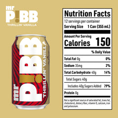 Mr Pibb Thrillin' Vanilla 12oz can side view showing convenient fridge-pack packaging