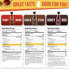 Mr. Spice Garlic Steak marinade bottle emphasizes zero-sodium rich savory aroma.