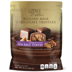 Mrs. Call's Utah Truffles in a gift-ready pouch with premium Belgian milk chocolate toffee.