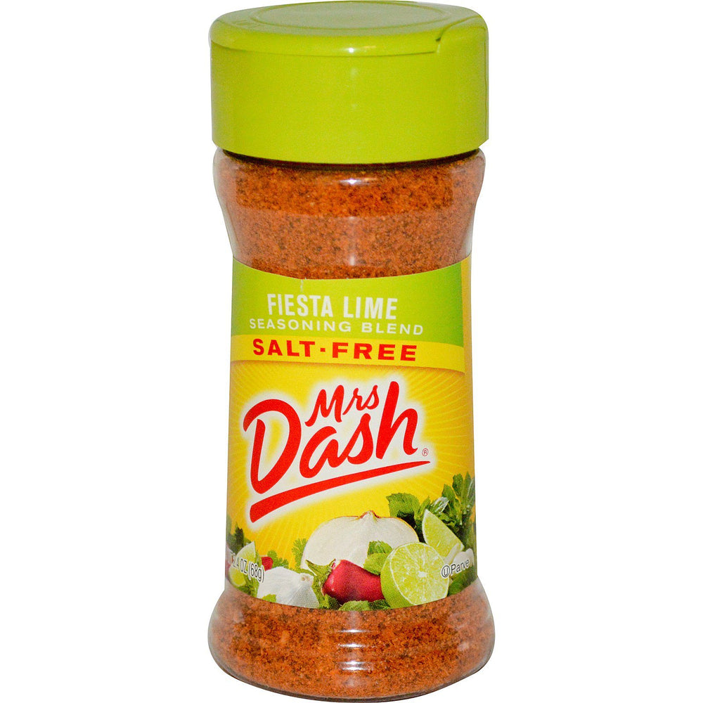 Mrs Dash Fiesta Lime seasoning bottle adds bright citrus flavor without salt.