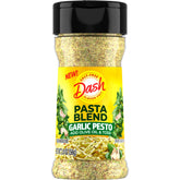 Mrs Dash Garlic Pesto bottle pour adds salt-free garlic flavor to pasta.
