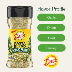 Mrs Dash Salt-Free Pasta Seasoning Mix elevates dishes with onion and basil notes.
