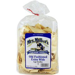 Mrs. Miller's extra wide egg noodles pack front for hearty, homemade meals.