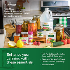 Mrs. Wages pickle-crisp jar highlights ready-to-use freshness and bite.
