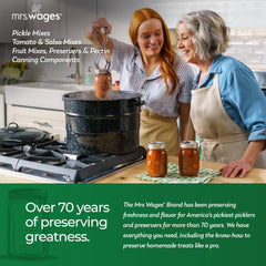 Mrs. Wages Quick Process label focuses on reliable, speedy pickling.