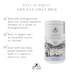Mt Capra Goat Milk Powder dissolving in water to form a smooth milk substitute.