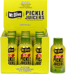 Mt. Olive Pickle Juice bottle pour showing crisp brine for cocktails