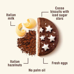 Mulino Bianco Pan di Stelle breakfast with milk, comforting morning pairing.