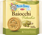 Mulino Bianco Pistachio Baiocchi pack front for on-the-go enjoyment.